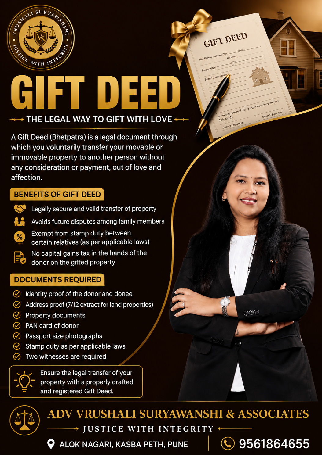 Gift Deed in Pune: Legal Process, Benefits, Documents & Registration Guide | Vrushali Suryawanshi & Associates